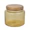 Hello Honey® Yellow & Whitewash Hammered Glass Jar with Mango Wood Lid